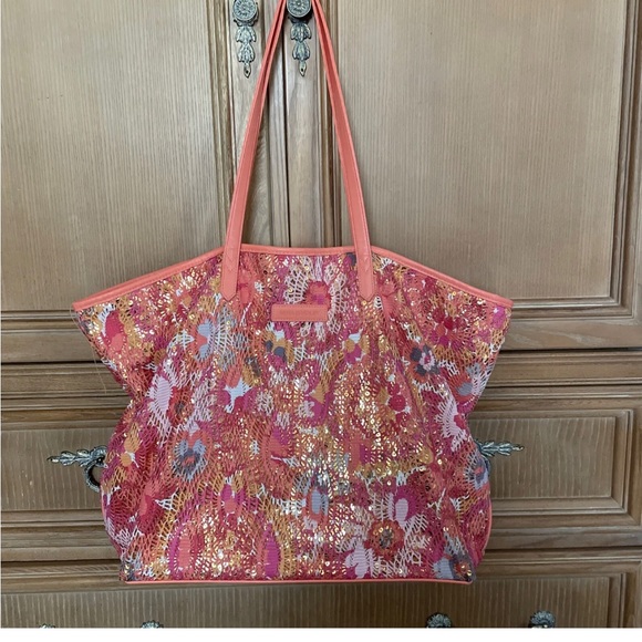 vera bradley Orange Shimmer Gold beach tote - Picture 1 of 7